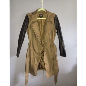 DKNY Jeans Olive Green Coat w/ Black Sleeves